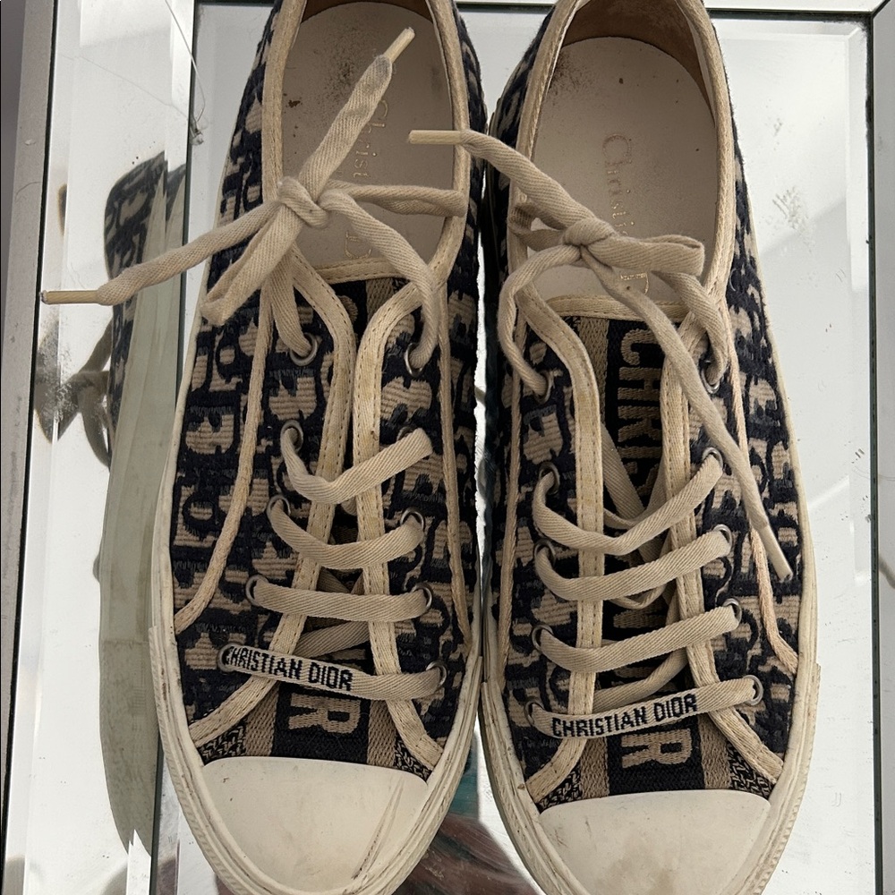 Dior Navy and Cream Women's Sneakers - Picture 3 of 7